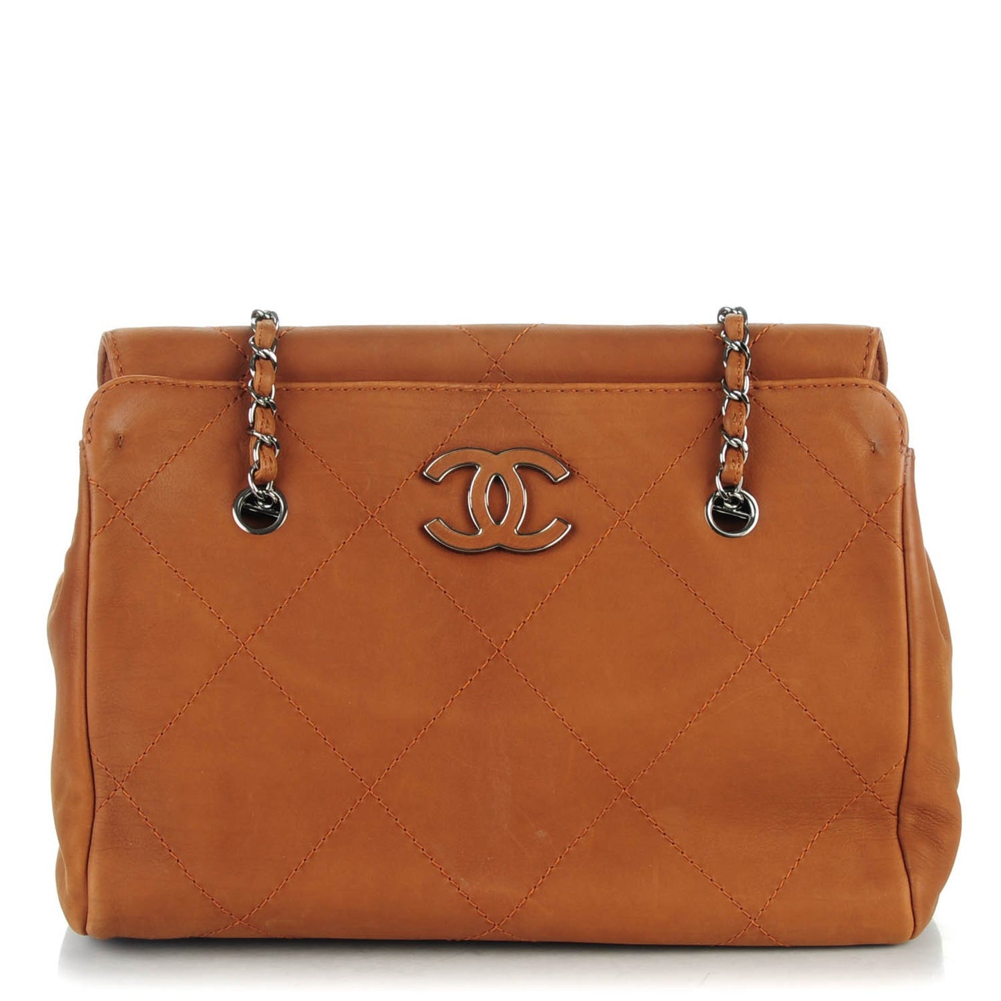 Washed Calfskin Large Hamptons Shopping Tote Brown