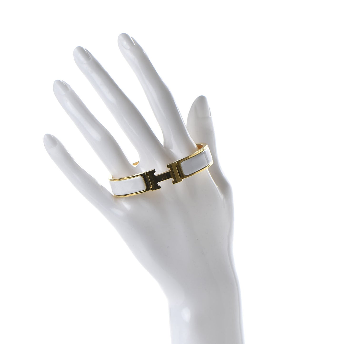 Enamel Narrow Clic Clac H Bracelet PM White