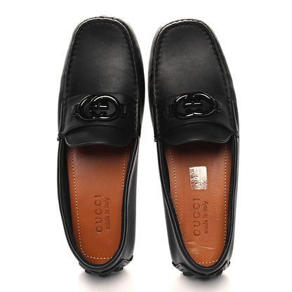 Gucci Soft Clove Calfskin Monochrome Mens Interlocking G Driver Loafers 9 Black 2 of 10