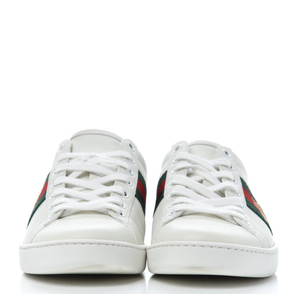 Gucci Calfskin Ayers Bee Embroidered Womens Ace Sneakers 37.5 White Green 2 of 18