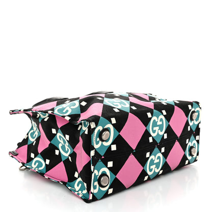 Gucci Canvas GG Geometric Print Tote Bag Black Multicolor 4 of 9