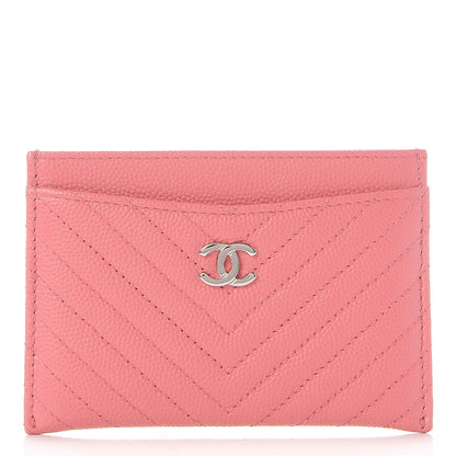 Chanel Caviar Chevron Quilted Card Holder Pink 1 of 9