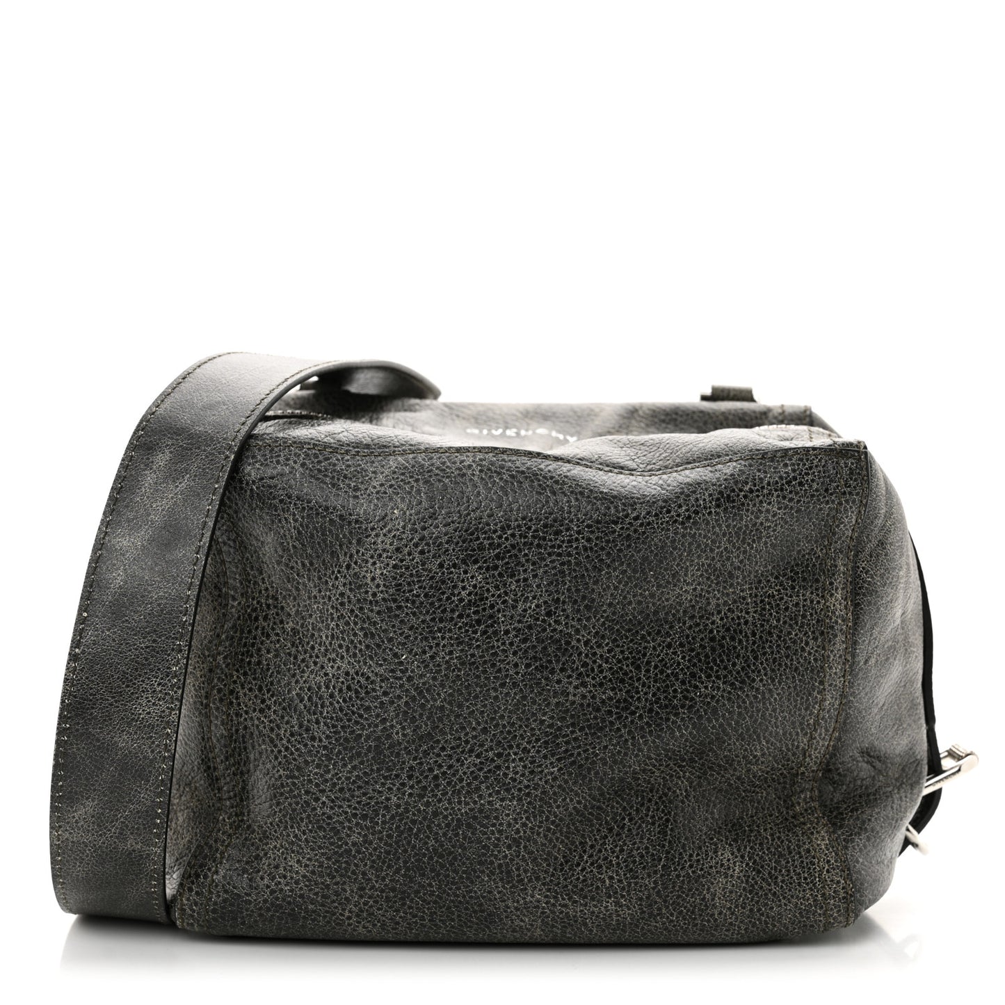 Aged Calfskin Small Pandora Mens Crossbody Black Grey
