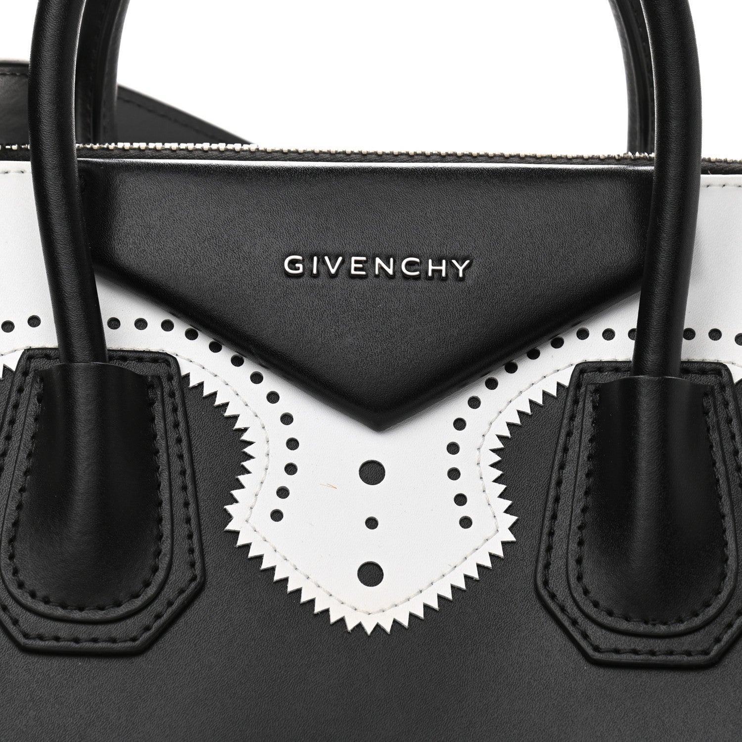Givenchy Calfskin Brogue Medium Antigona Black White 8 of 11