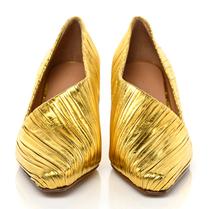 Bottega Veneta Metallic Bark Nappa Almond Pumps 39 Gold 2 of 7