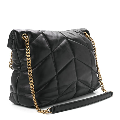 Saint Laurent Lambskin Quilted Medium Loulou Puffer Monogram Chain Satchel Black 3 of 12