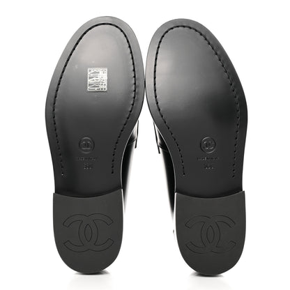 Chanel Shiny Calfskin CC Loafers 36 Black White 5 of 12