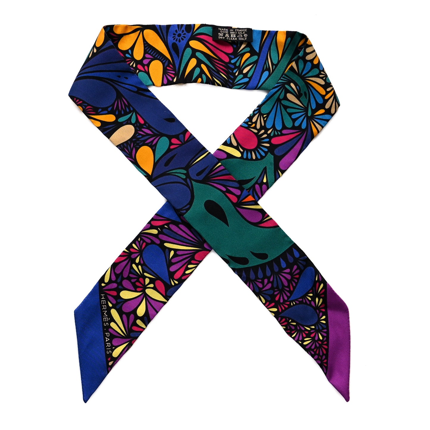 Silk Millefleurs du Mexique Twilly Violet Noir Jaune