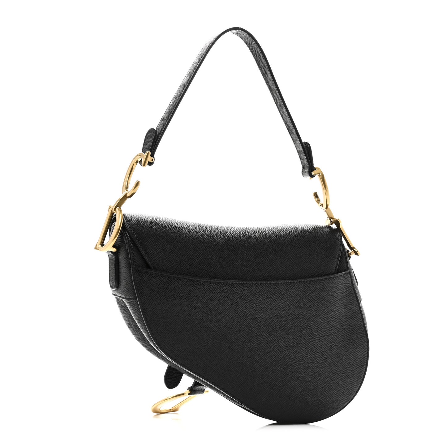 Grained Calfskin Saddle Bag Black