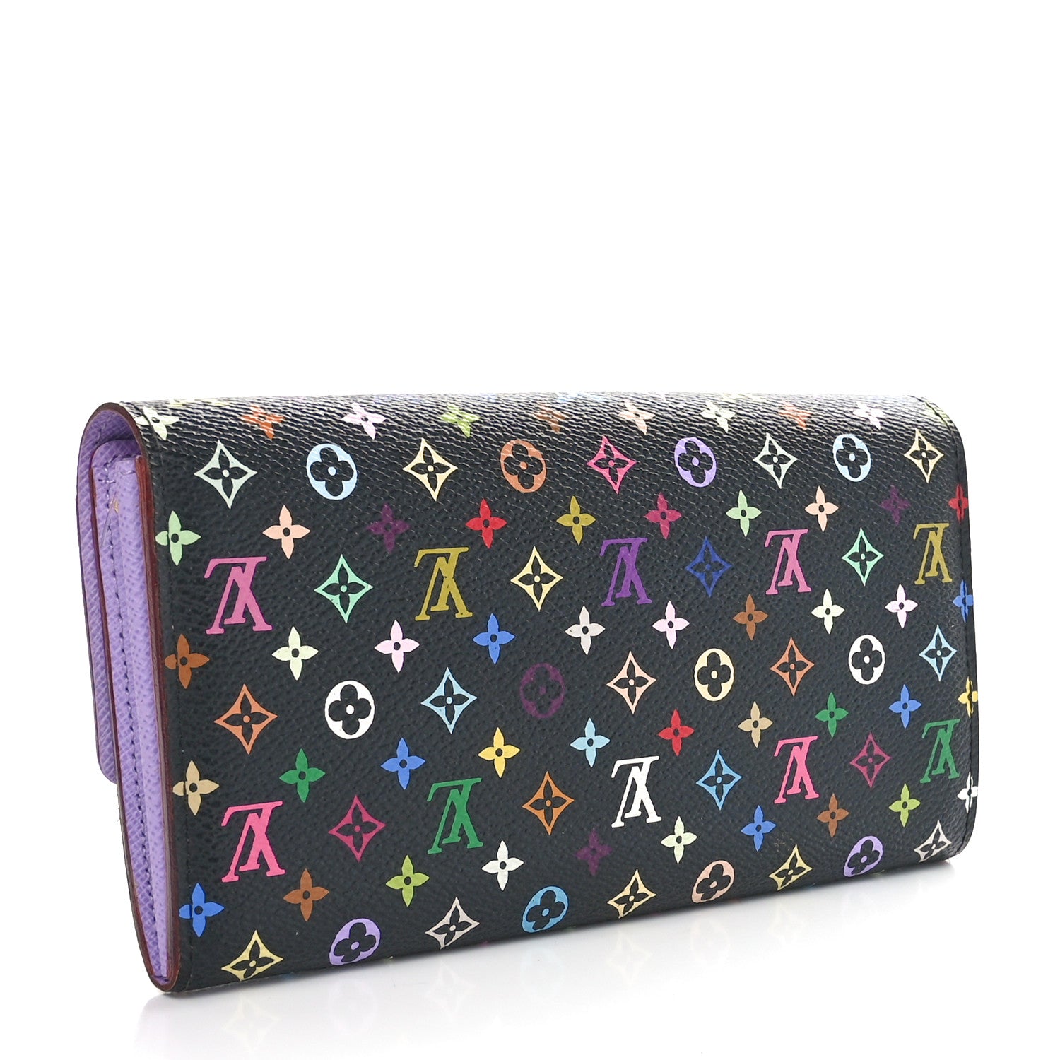 Louis Vuitton Monogram Multicolor Sarah Wallet Black Violet 3 of 9