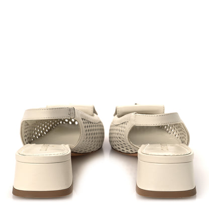 Louis Vuitton Calfskin Perforated Shake Slingback Pumps 35.5 Creme Beige 6 of 11