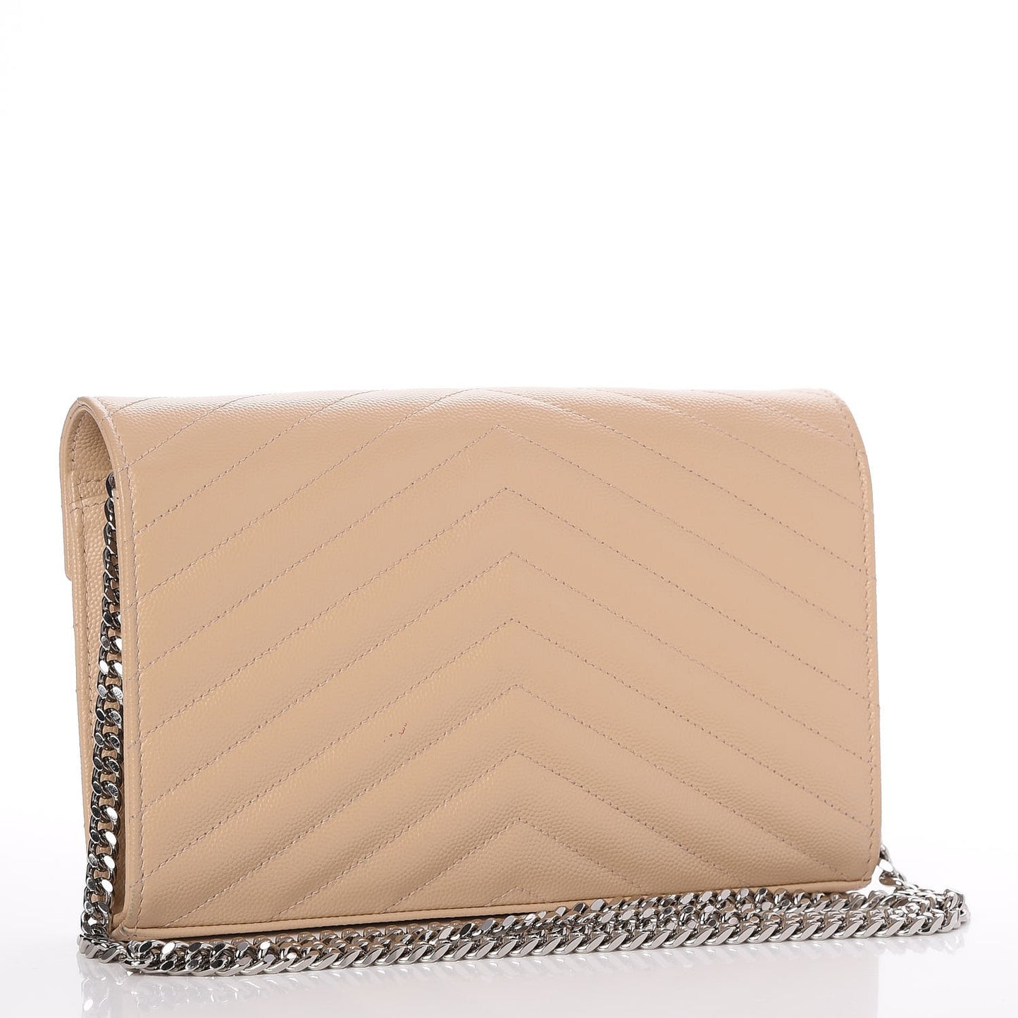 Grain De Poudre Matelasse Chevron Monogram Chain Wallet Nude Powder