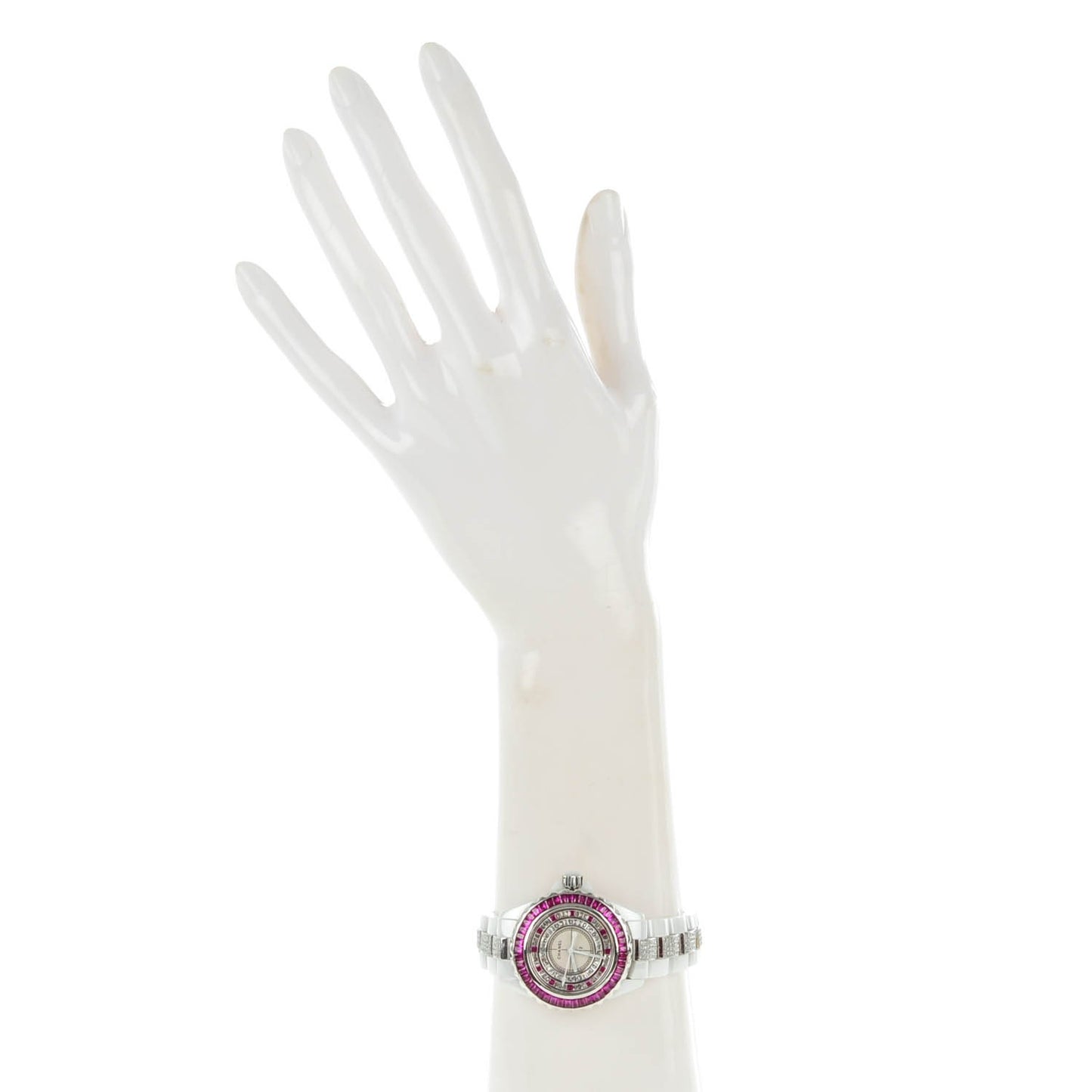 Stainless Steel Ceramic Diamond Ruby 33mm J12 Quartz Watch White