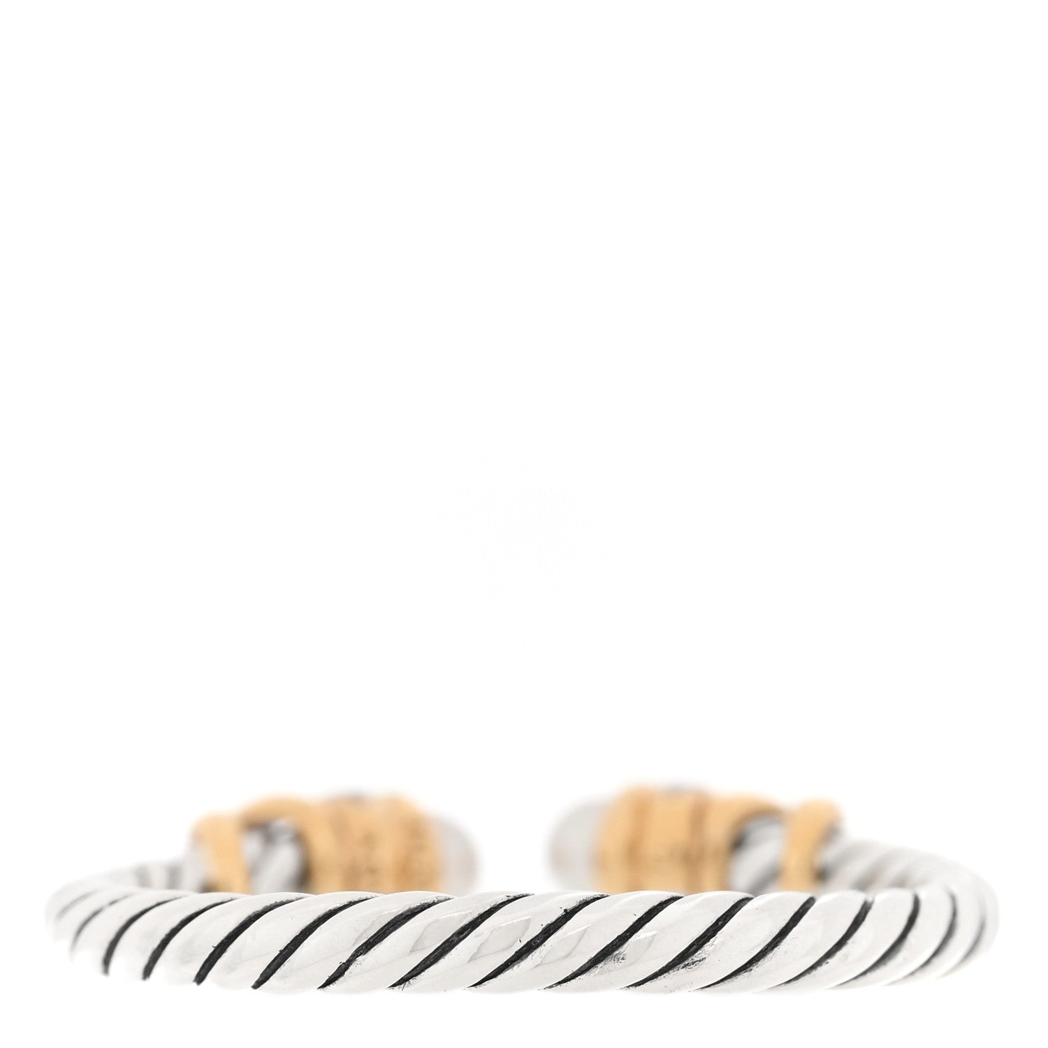 David Yurman Sterling Silver 18K Yellow Gold Diamond Pearl Petite Helena Ring 56 7.5 3 of 5
