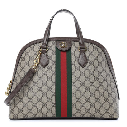 Gucci GG Supreme Monogram Web Medium Ophidia Top Handle Dome Bag Brown 1 of 11