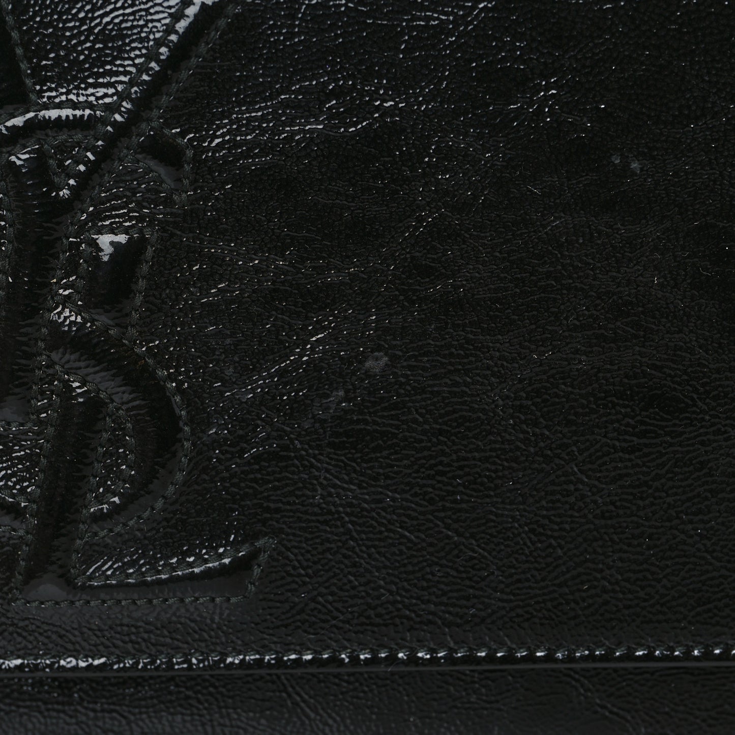 Textured Patent Monogram Large Belle De Jour Clutch Black