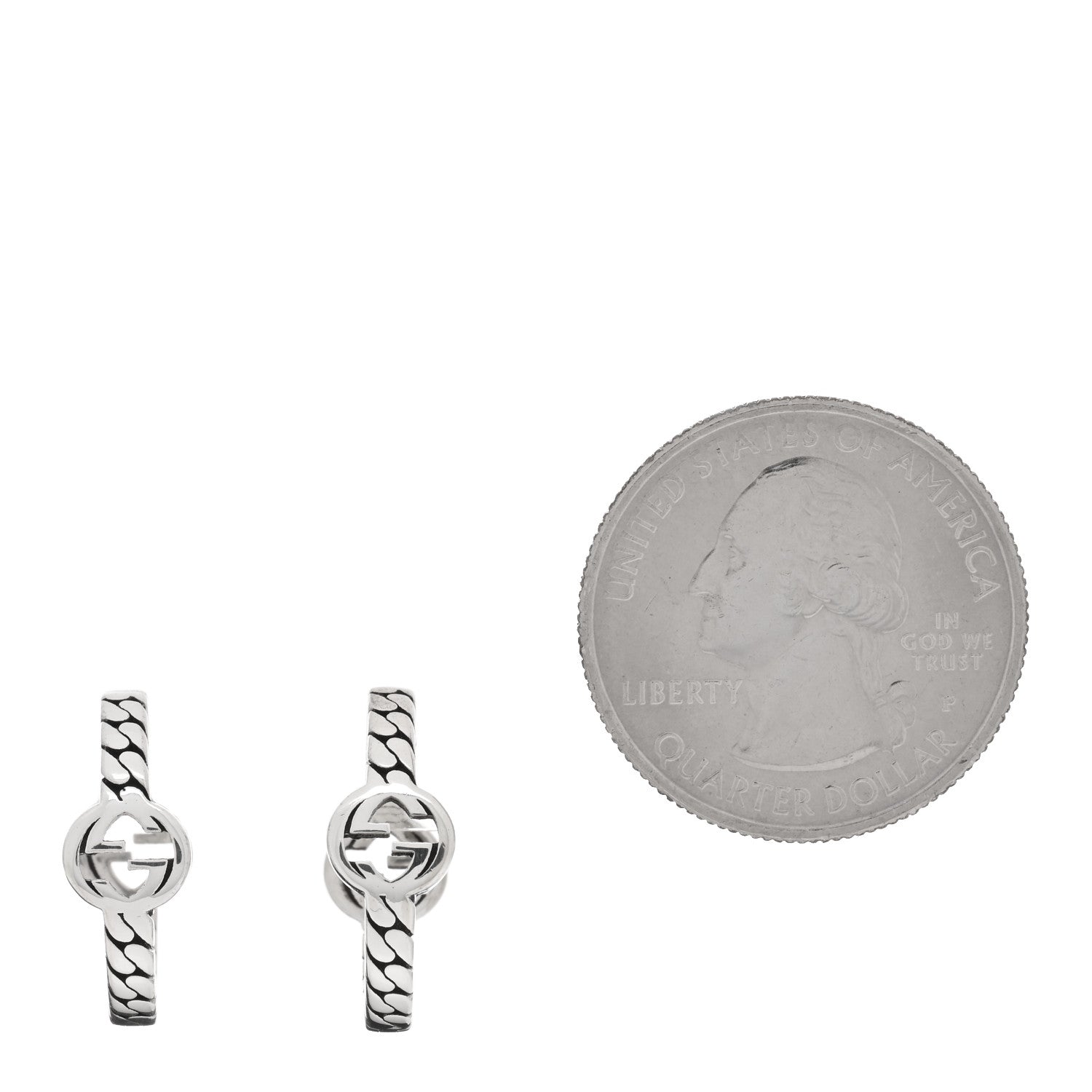 Gucci Sterling Silver Interlocking G Hoop Earrings 2 of 4