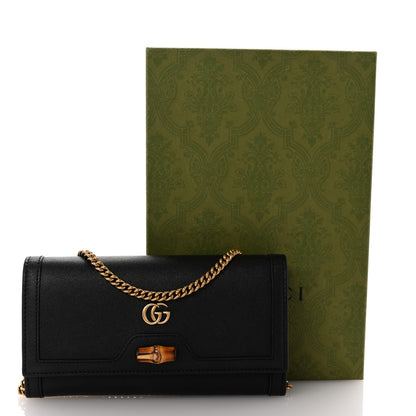 Gucci Wonka Grain Calfskin Diana Chain Wallet Black 10 of 10