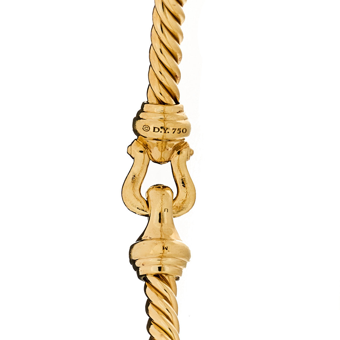 David Yurman 18K Yellow Gold Diamond 3.5mm Buckle Cablespira Pave Bracelet 3 of 4