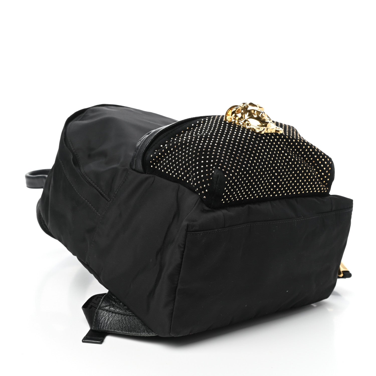Versace Nylon Goatskin Studded Palazzo Medusa Backpack Black 4 of 10