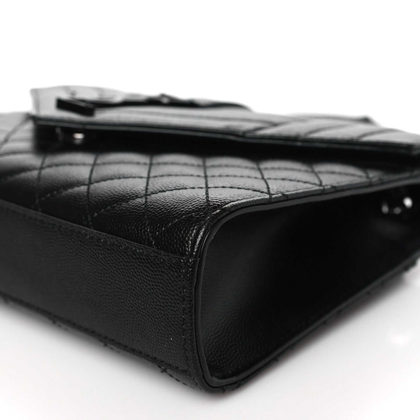 Grain De Poudre Textured Mixed Matelasse Triquilt Medium Monogram Monochrome Satchel Black