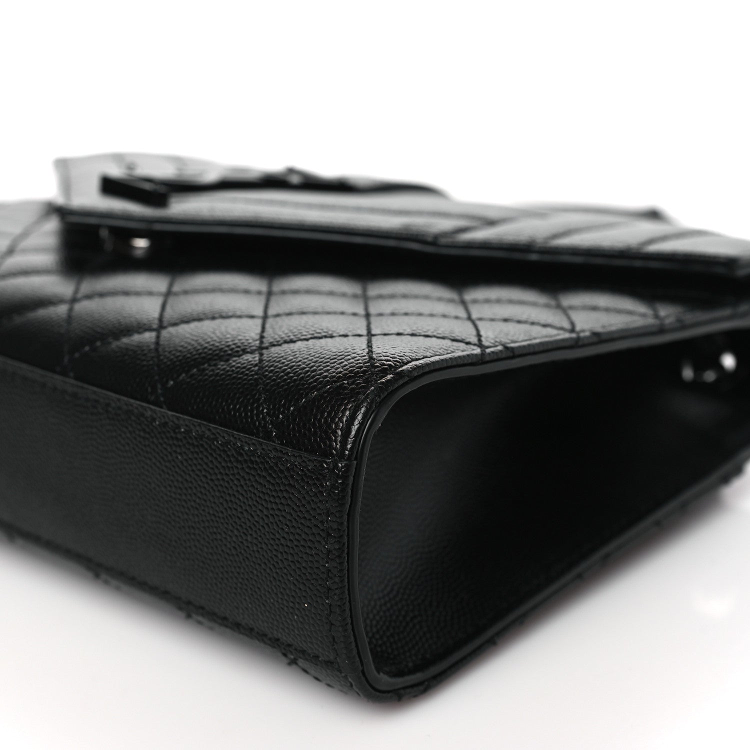 Saint Laurent Grain De Poudre Textured Mixed Matelasse Triquilt Medium Monogram Monochrome Satchel Black 9 of 9