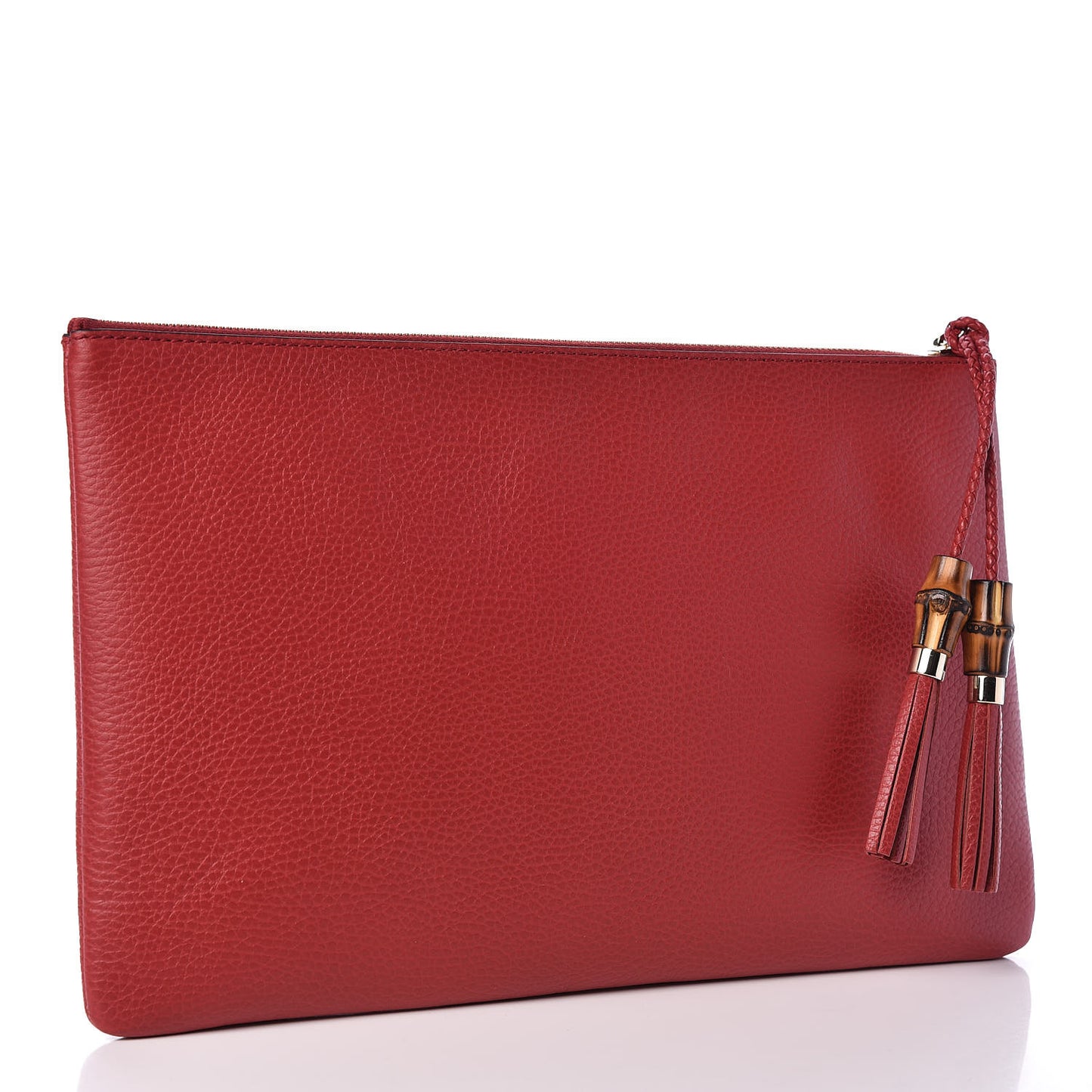 Calfskin Large Bamboo Clutch Red
