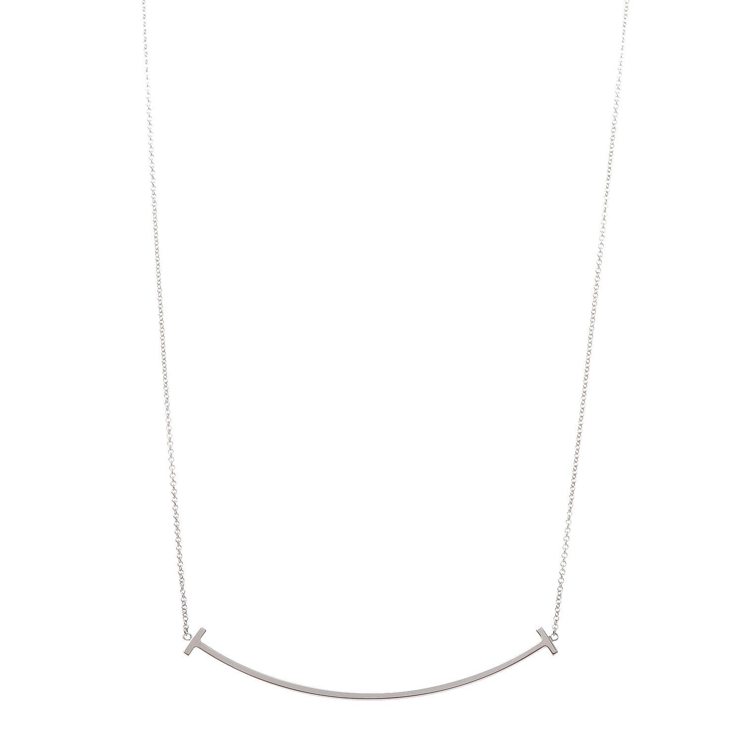 Sterling Silver Large T Smile Pendant Necklace