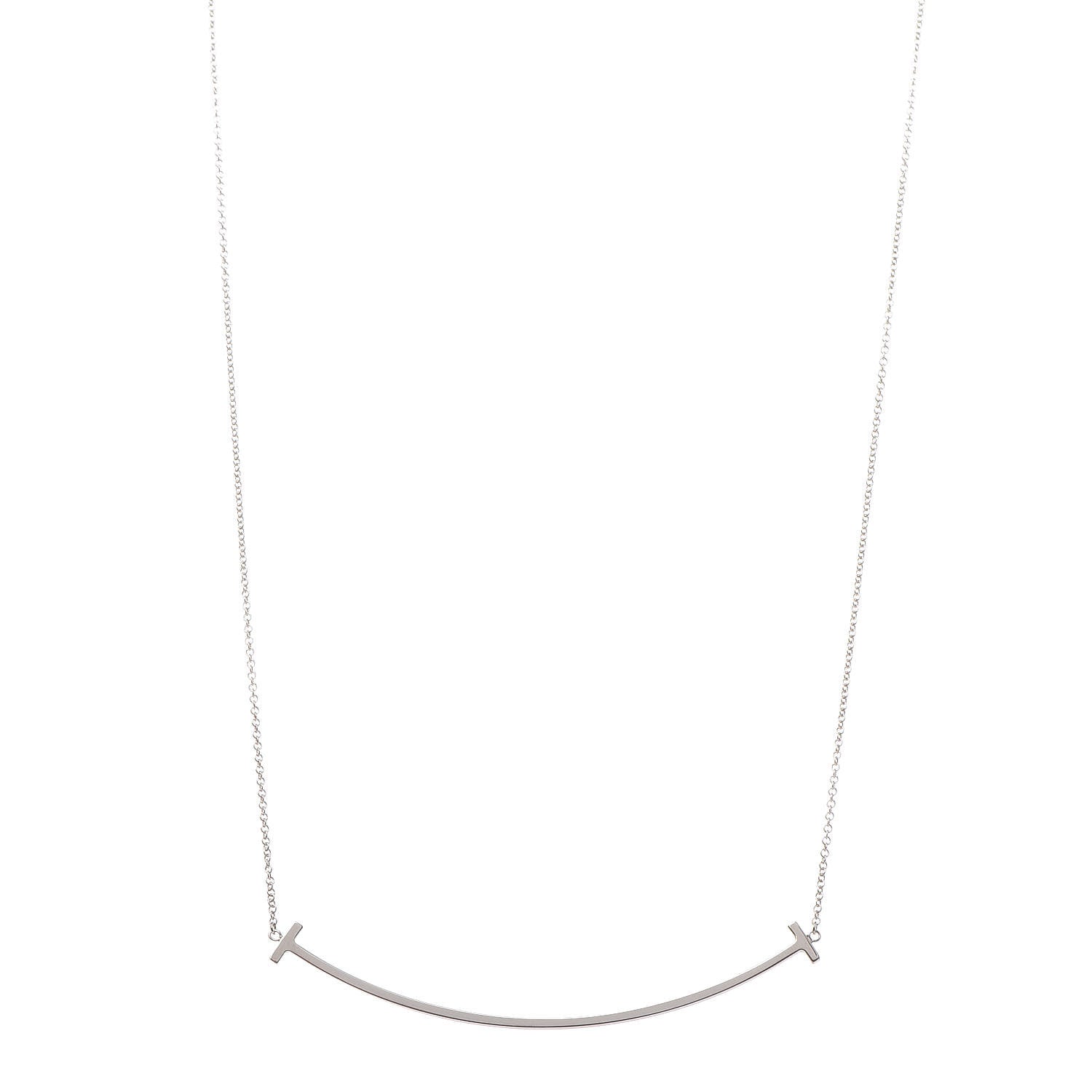 Tiffany Sterling Silver Large T Smile Pendant Necklace 1 of 8