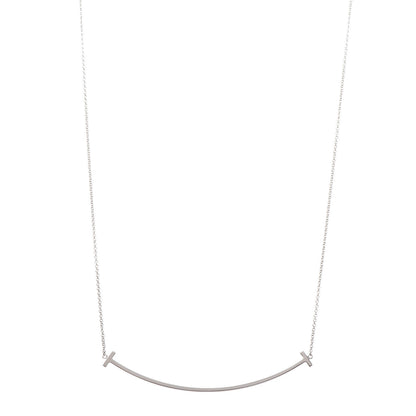 Tiffany Sterling Silver Large T Smile Pendant Necklace 1 of 8