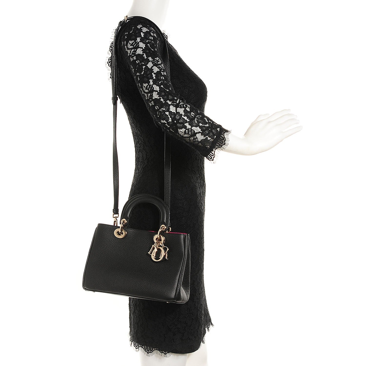 Christian Dior Bullcalf Small Diorissimo Tote Black Rose Indien 11 of 18