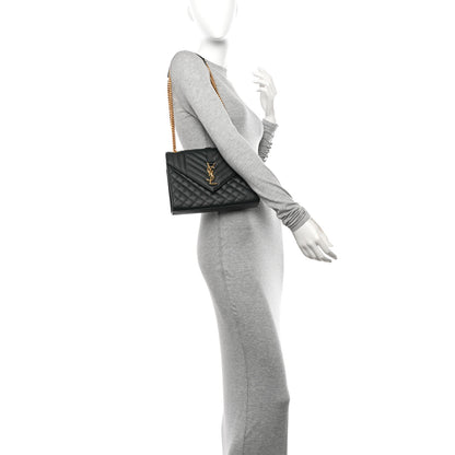 Saint Laurent Grain De Poudre Textured Mixed Matelasse Triquilt Medium Monogram Satchel Vert Fonce 2 of 11