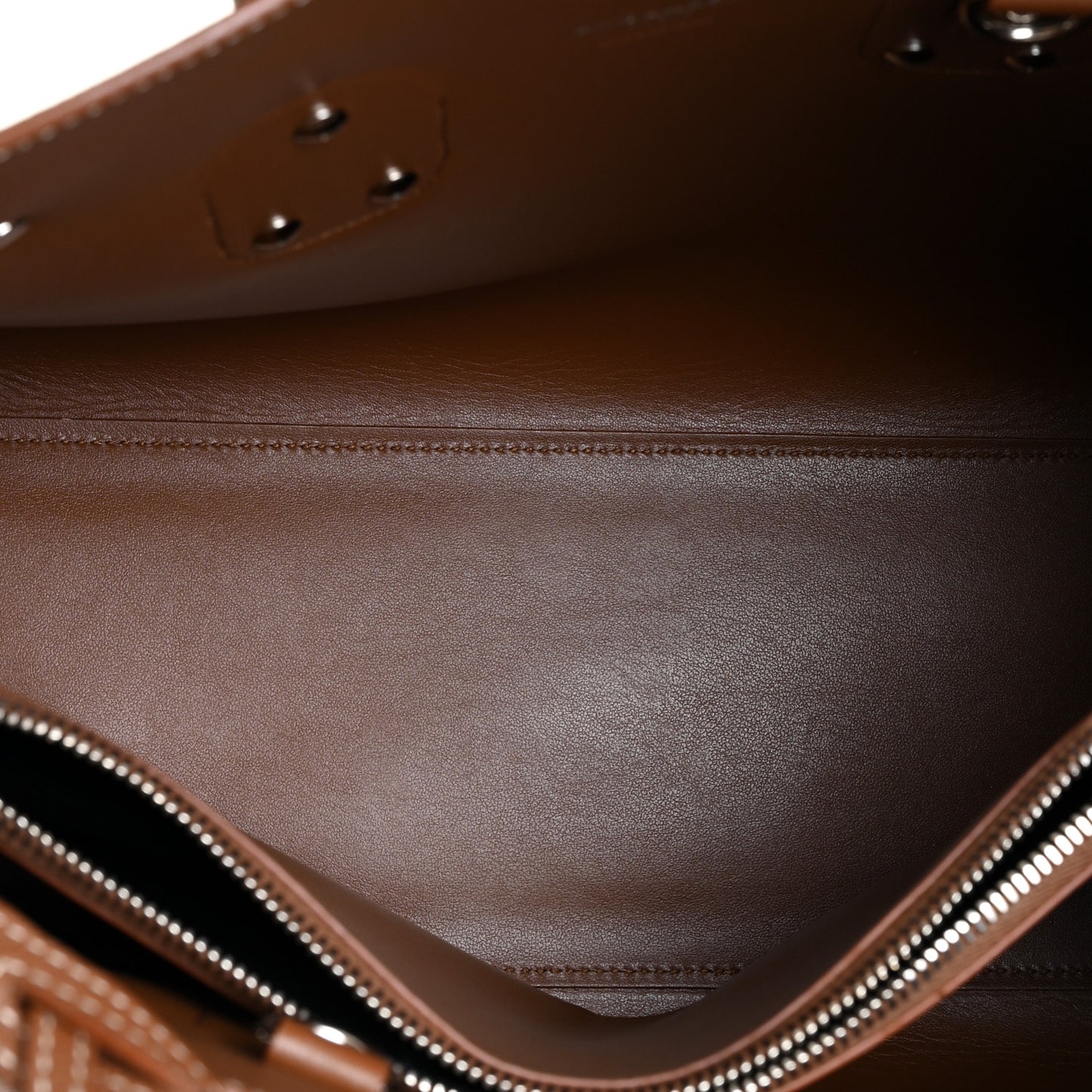Grained Calfskin Topstitch Small Sac De Jour Cognac