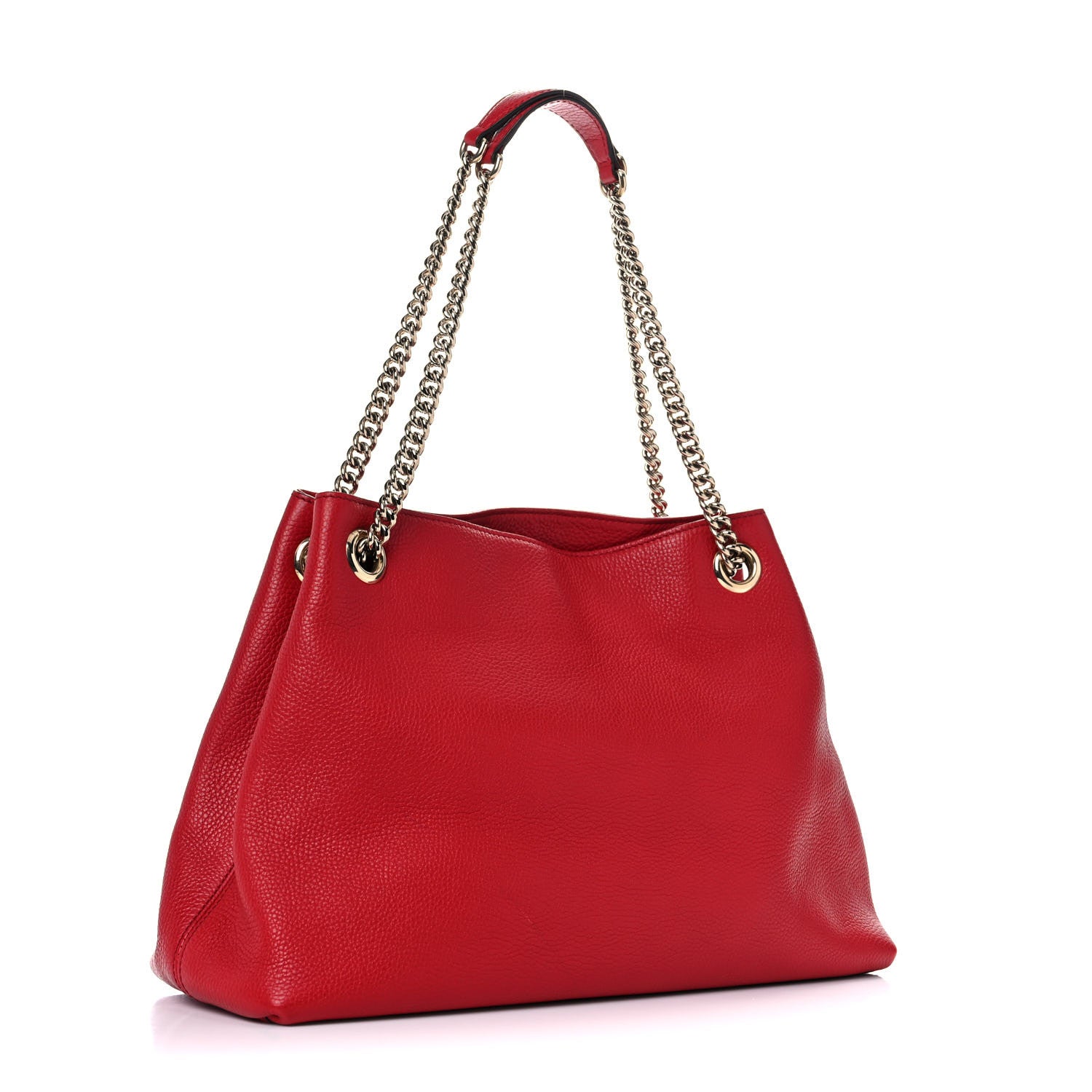 Gucci Pebbled Calfskin Medium Soho Chain Shoulder Bag Tabasco Red 3 of 14