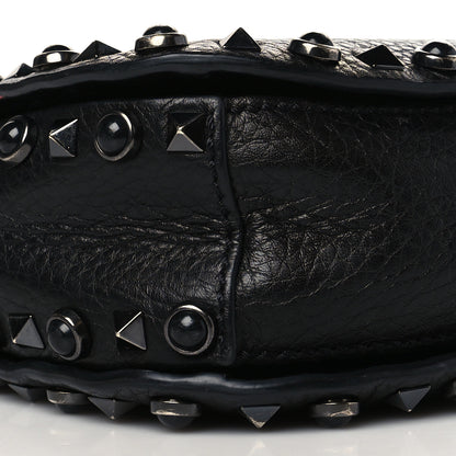 Valentino Garavani Pebbled Calfskin Onyx Medium Rockstud Rolling Flap Saddle Bag Black 8 of 9