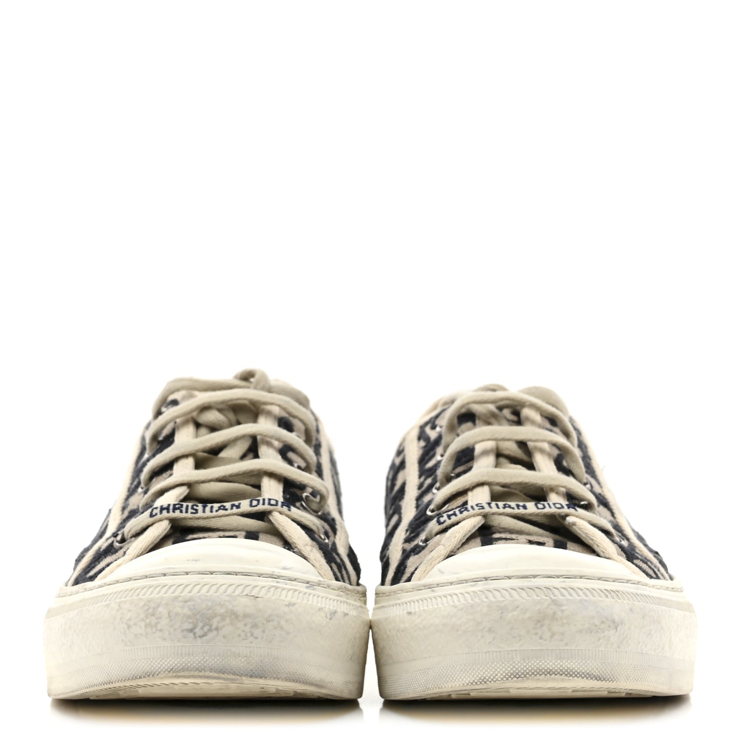 Canvas Oblique Walk 'N' Dior Low Top Sneakers 38.5 Deep Blue
