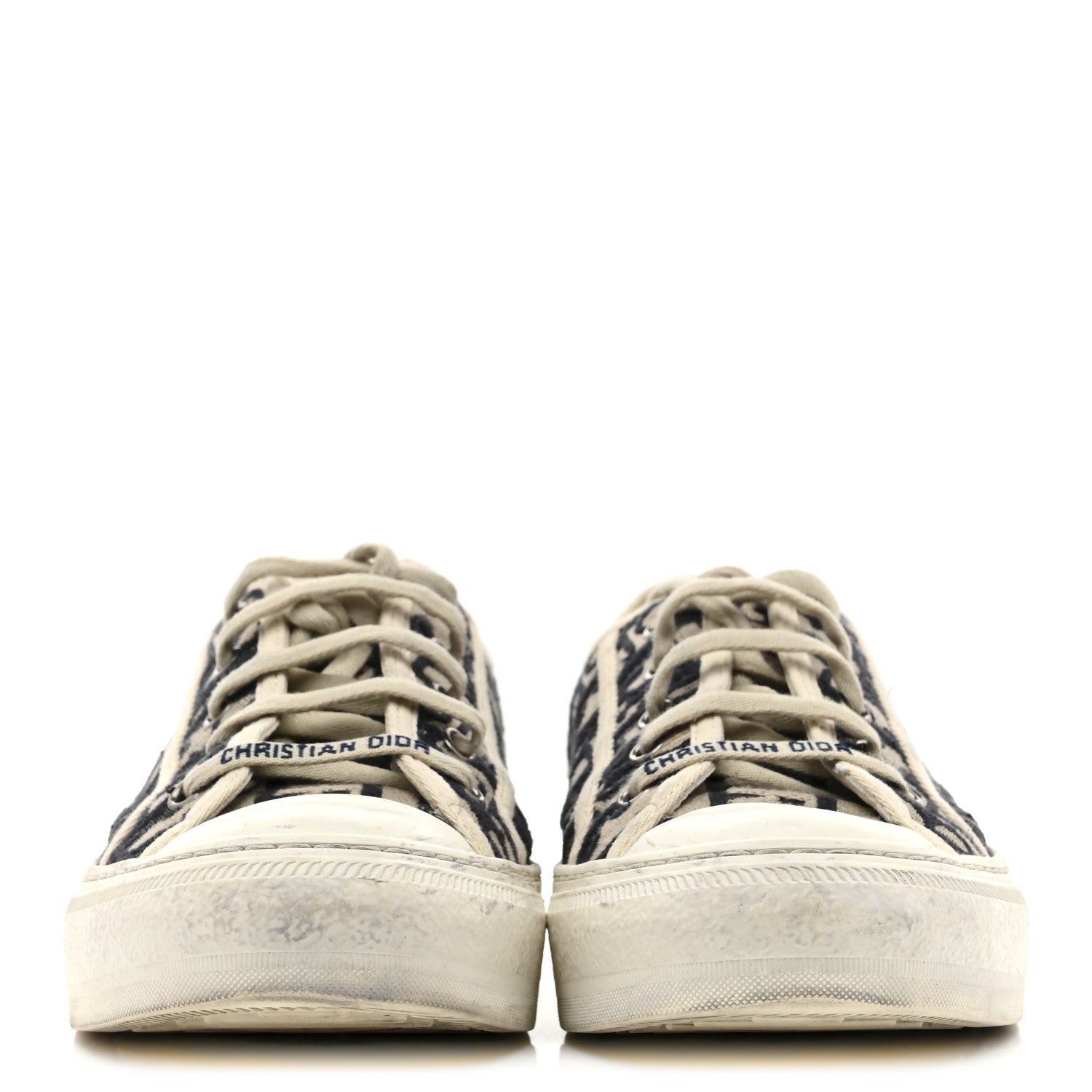 Christian Dior Canvas Oblique Walk 'N' Dior Low Top Sneakers 38.5 Deep Blue 3 of 10