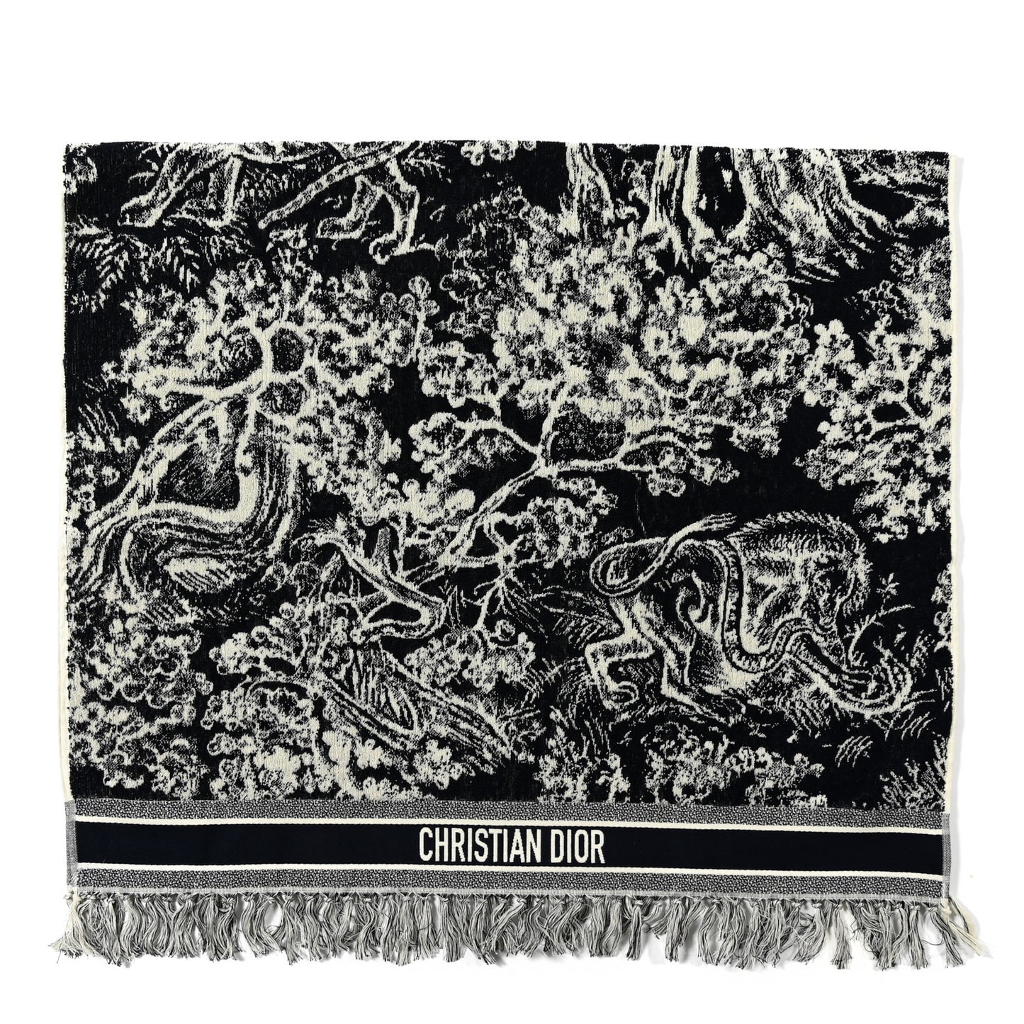 Cotton Toile De Jouy Reverse Towel Bleu Marine