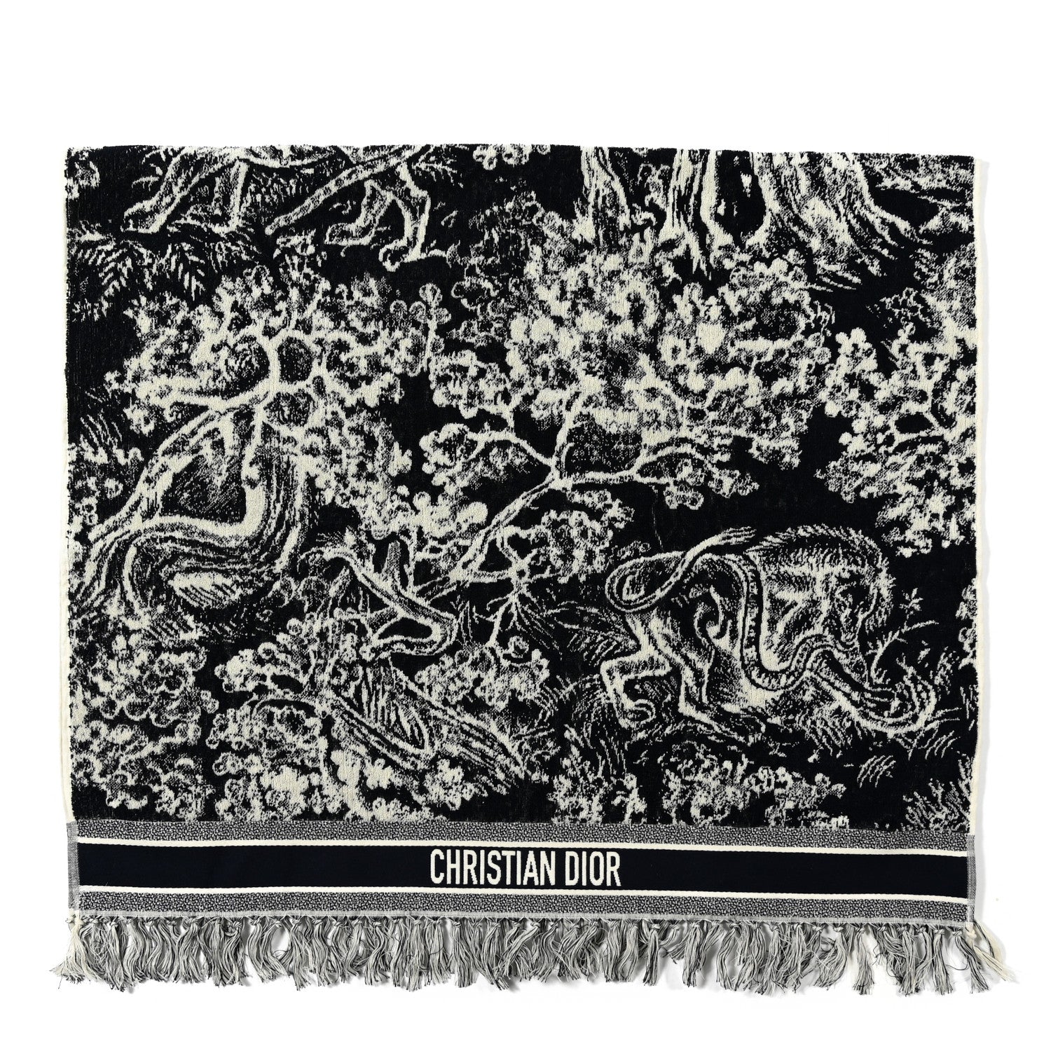Christian Dior Cotton Toile De Jouy Reverse Towel Bleu Marine 2 of 4