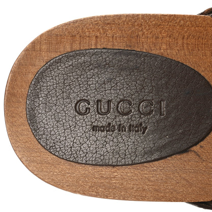 Gucci Monogram Goatskin Horsebit Clog Mules 40 Beige Ebony Brown Sugar 9 of 14