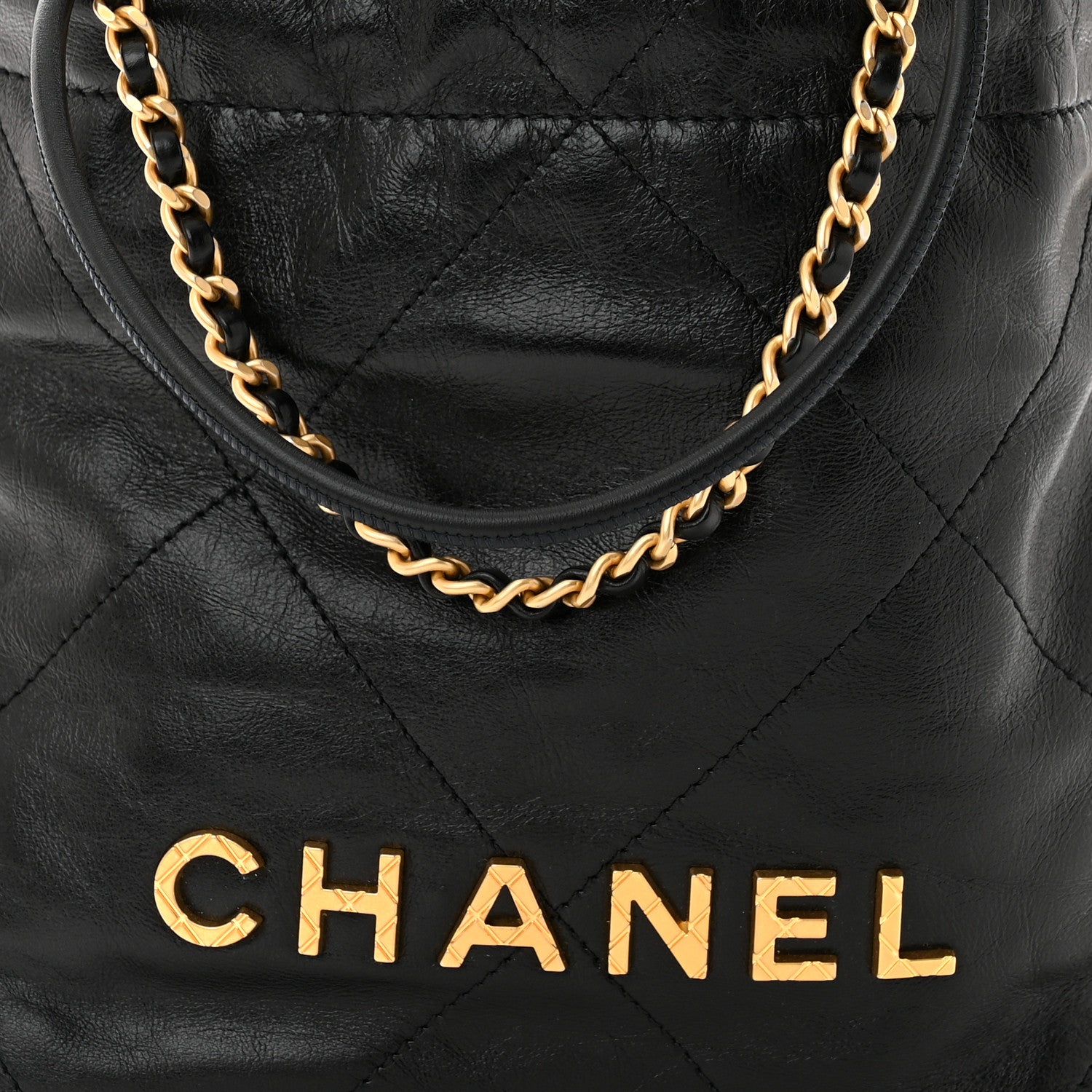 Chanel Shiny Crumpled Calfskin Quilted Pearl Mini Chanel 22 Black 8 of 11