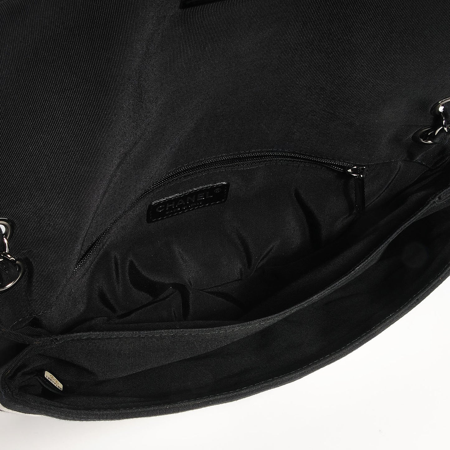 Grosgrain Stripy Mademoiselle Flap Bag Black White