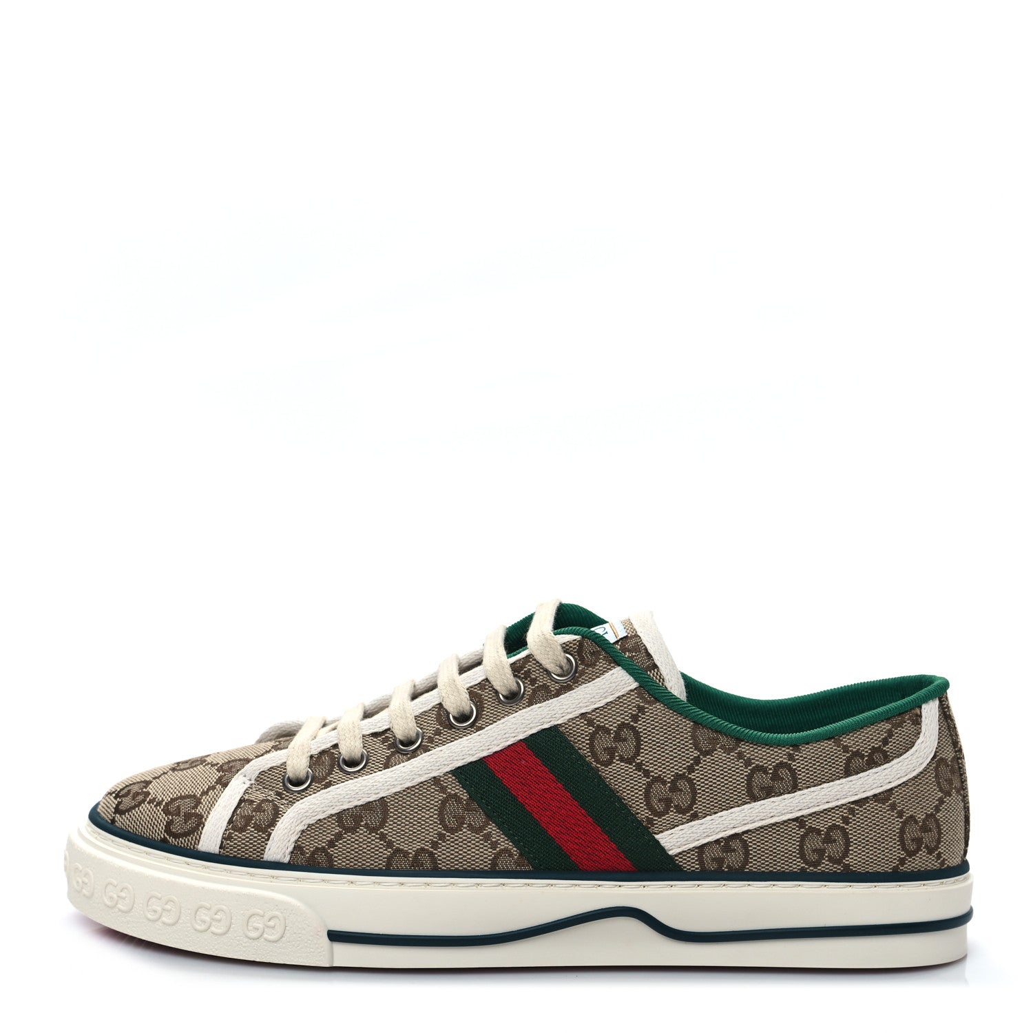 Gucci GG Monogram Web Womens 1977 Tennis Sneakers 39 Beige Ebony Mystic White 1 of 7