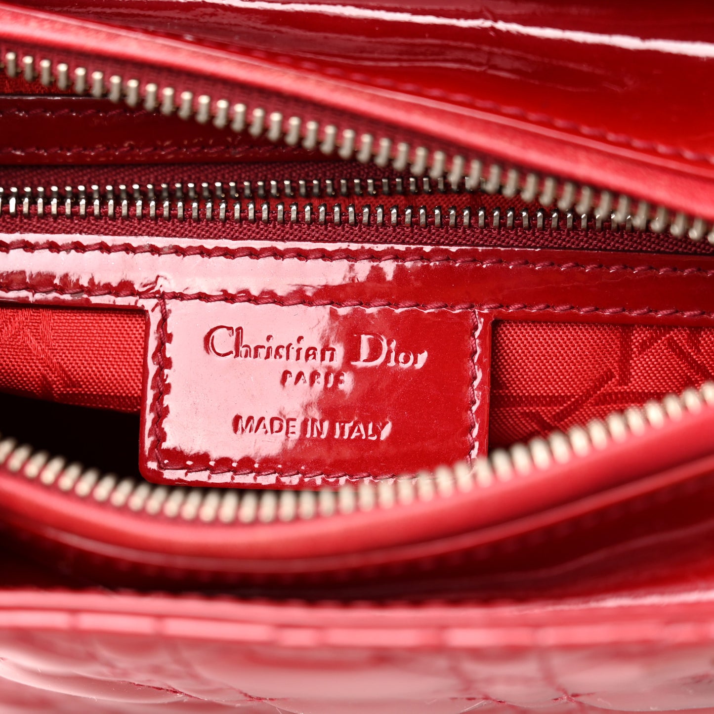 Patent Cannage Medium Lady Dior Red