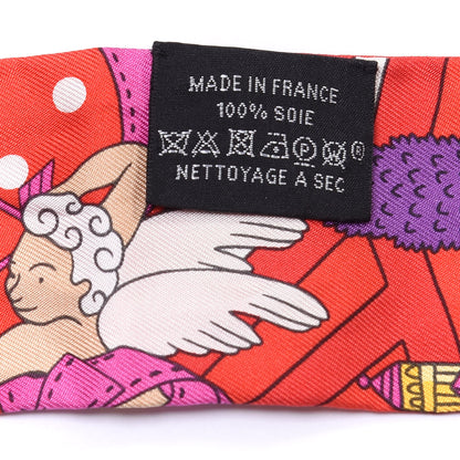 Hermes Silk Les Nouveaux Amoureux de Paris Twilly Rouge Violet Creme 3 of 4