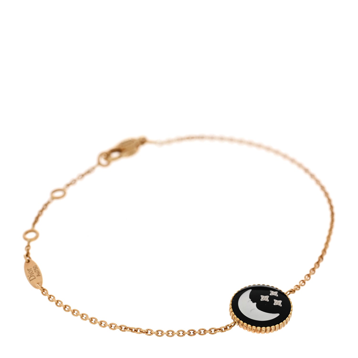 Christian Dior 18K Yellow Gold Diamond Black Onyx Mother of Pearl Rose Celeste Bracelet 2 of 4