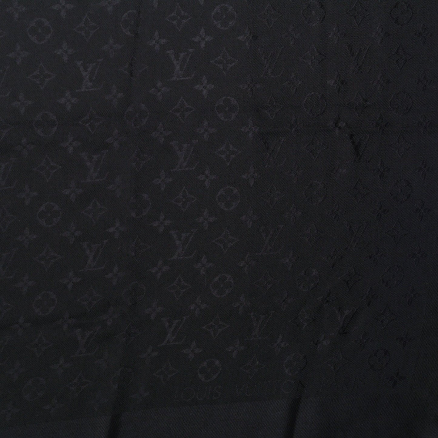 Silk Wool Monogram Shawl Black