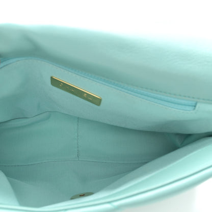 Chanel Shiny Lambskin Quilted Medium Chanel 19 Flap Light Blue 5 of 11