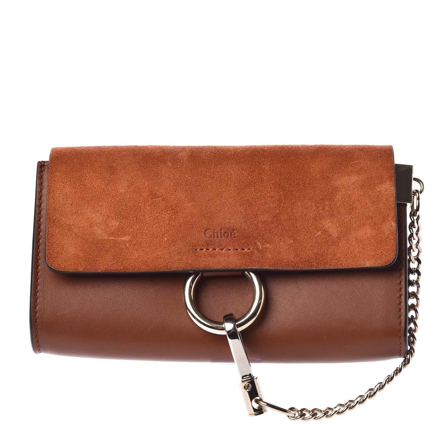 Chloe Suede Calfskin Mini Faye Shoulder Bag Tobacco 1 of 7