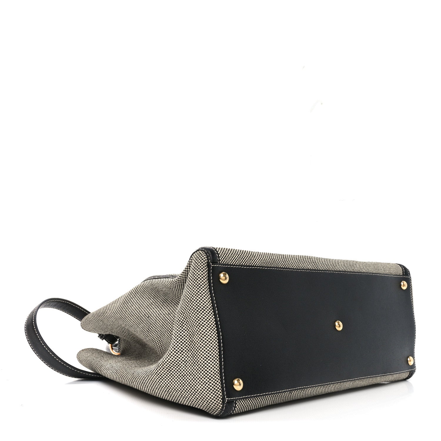Fendi Canvas Vitello Regular 2Jours Tote White Black 4 of 10